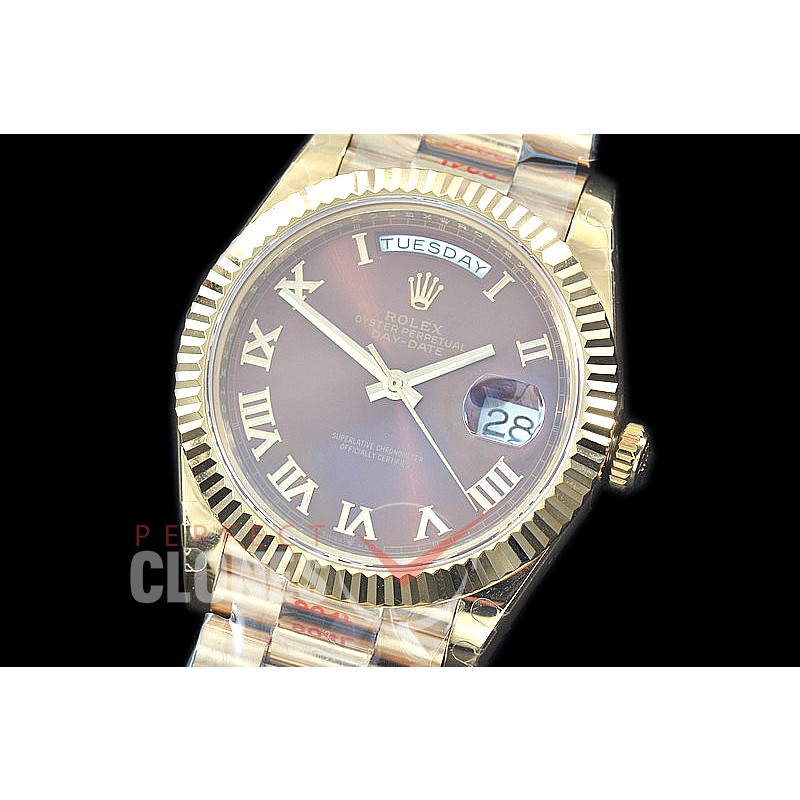 R40DDF00230 GMF Daydate 40mm 228238 904 Steel YG/YG Fluted Bez Brown Roman A-2836