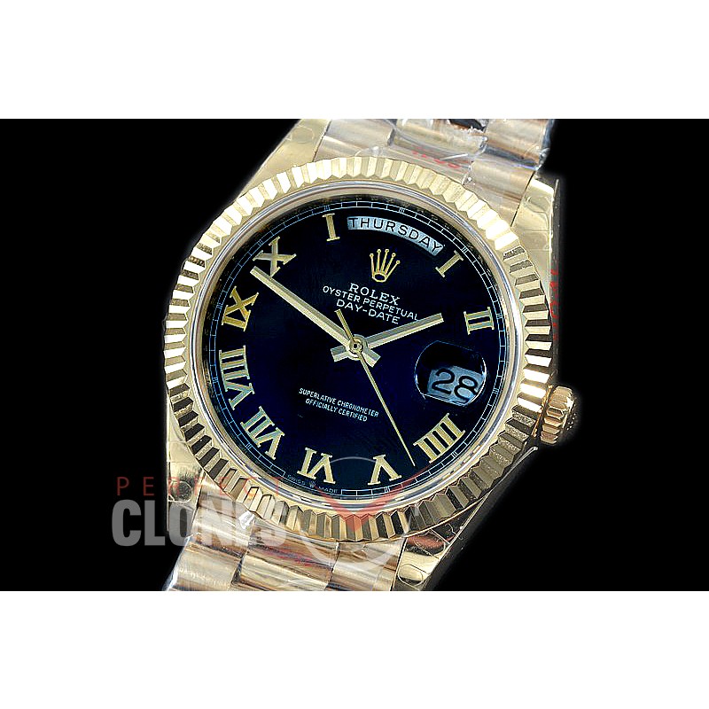 R40DDF00229 GMF Daydate 40mm 228238 904 Steel YG/YG Fluted Bez Black Roman A-2836