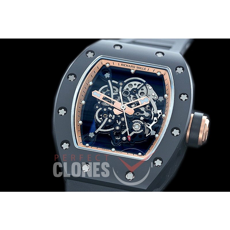 0 0 0 0 RM055-01-136 KVF RM055 Bubba Watson Black Ceramic Limited Edition CER/RU Skeleton M8215 Mod