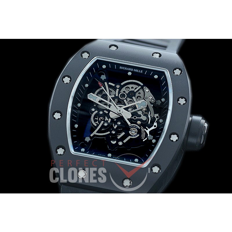 0 0 0 0 RM055-01-134 KVF RM055 Bubba Watson Black Ceramic Limited Edition CER/RU Skeleton M8215 Mod