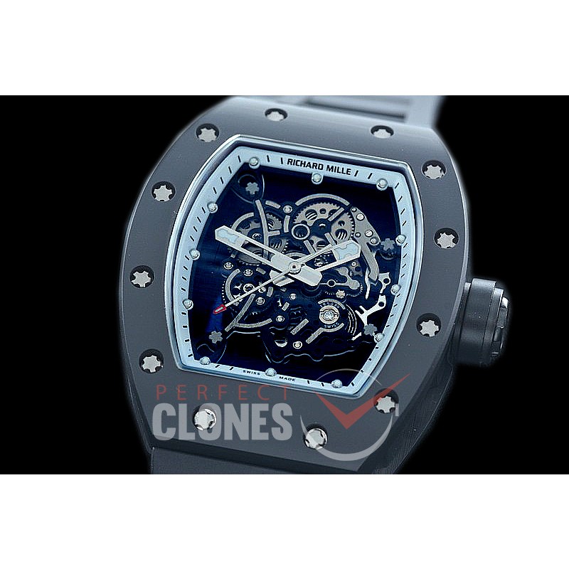 0 0 0 0 RM055-01-135 KVF RM055 Bubba Watson Black Ceramic Limited Edition CER/RU Skeleton M8215 Mod