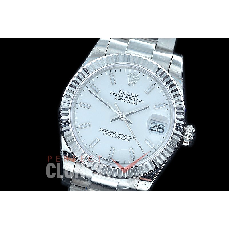 R31DJS-401 Datejust Midsize 278284 SS/SS Fluted/Oyster White Sticks Asian Clone 2824