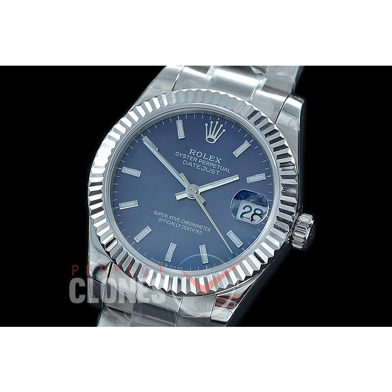 R31DJS-404 Datejust Midsize 278284 SS/SS Fluted/Oyster Blue Sticks Asian Clone 2824