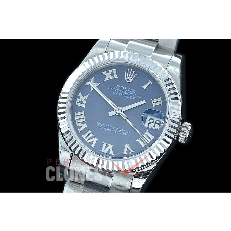 R31DJS-424 Datejust Midsize 278284 SS/SS Fluted/Oyster Blue Roman Asian Clone 2824