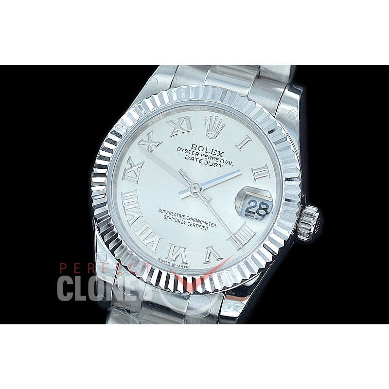 R31DJS-420 Datejust Midsize 278284 SS/SS Fluted/Oyster Silver Roman Asian Clone 2824