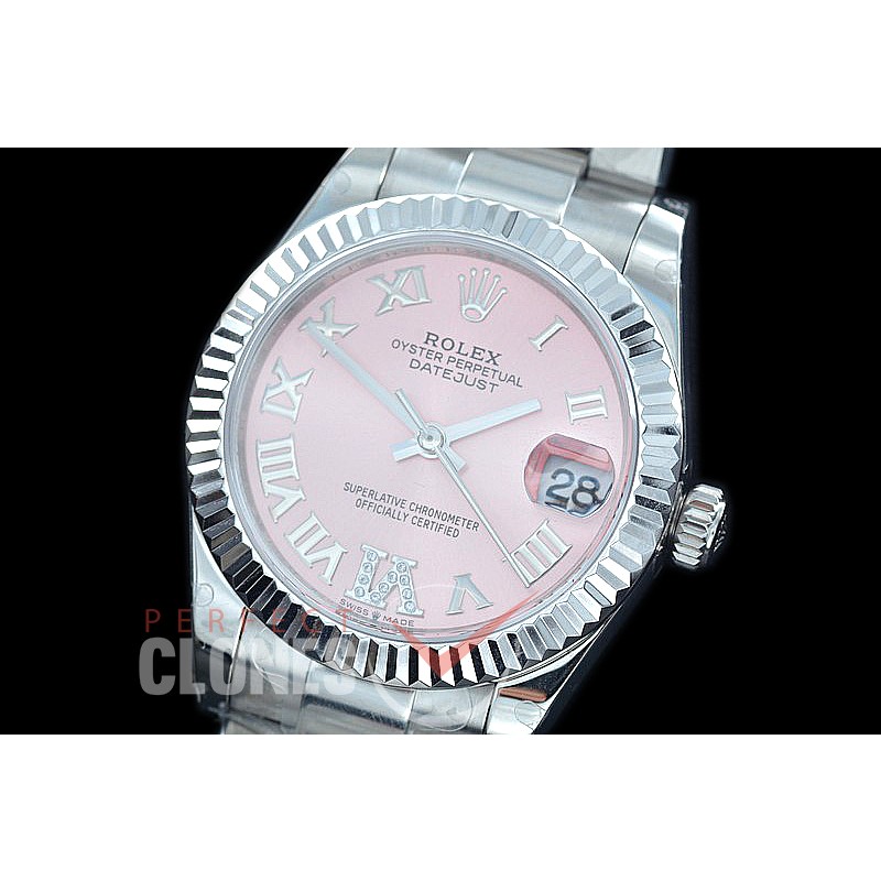 R31DJS-428 Datejust Midsize 278284 SS/SS Fluted/Oyster Pink Roman/Diam Asian Clone 2824