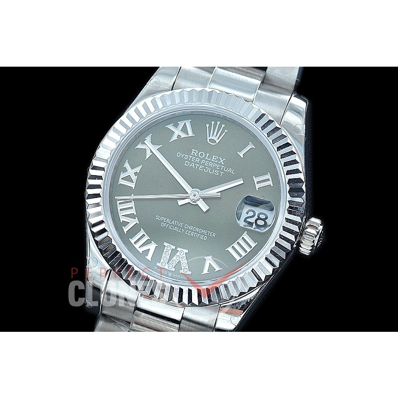 R31DJS-430 Datejust Midsize 278284 SS/SS Fluted/Oyster Green Roman/Diam Asian Clone 2824