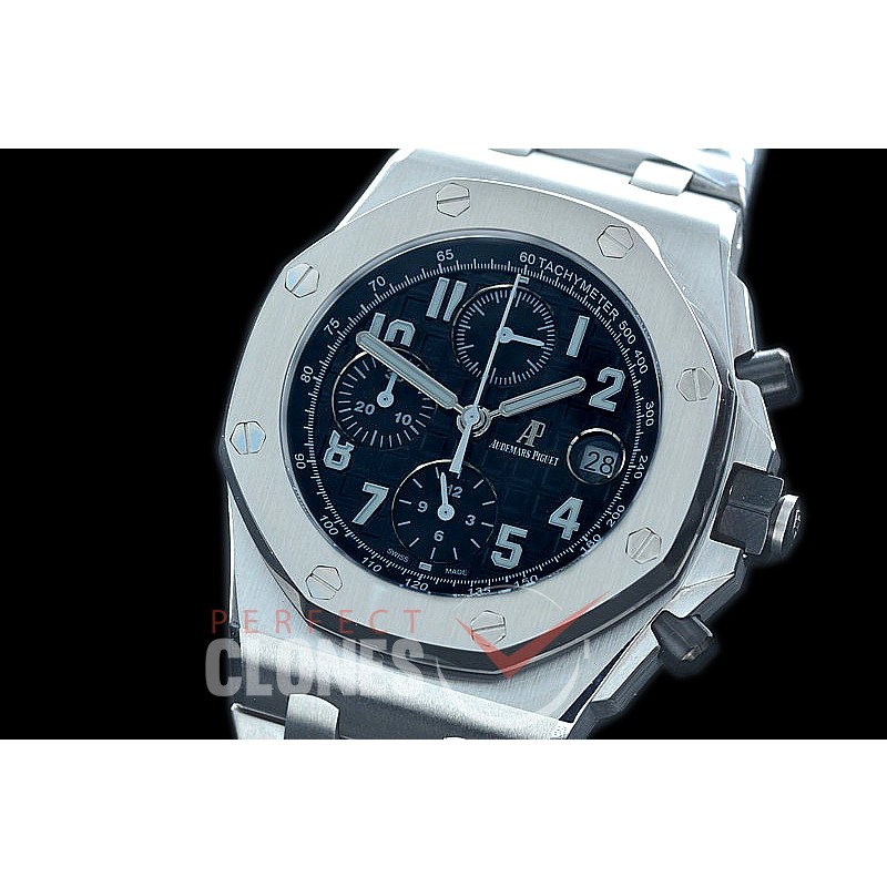 AP26470-502S BBVF Royal Oak Offshore SS/SS Black A-7750 Mod to Calibre 3126/Secs@12.00