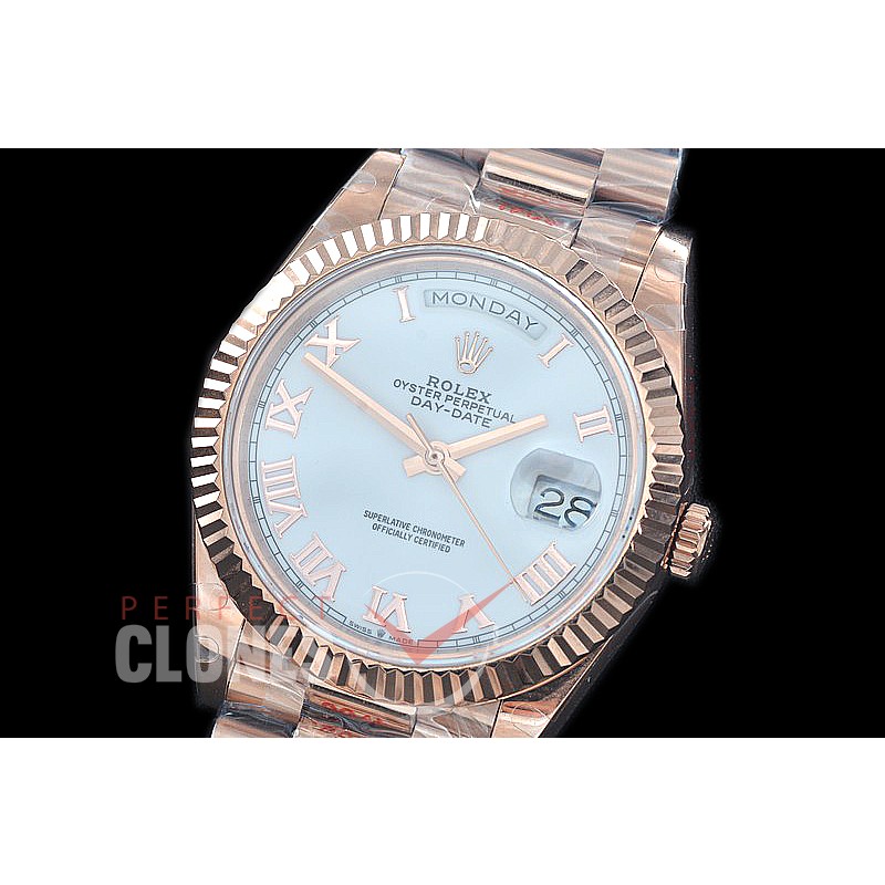 R40DDR00227 GMF Daydate 40mm 228235 904 Steel RG/RG Fluted Bez White Classic Roman A-2836