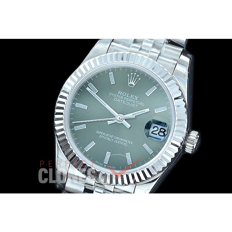 R31DJS-406J Datejust Midsize 278284 SS/SS Fluted/Jubilee Olive Green Sticks Asian Clone 2824