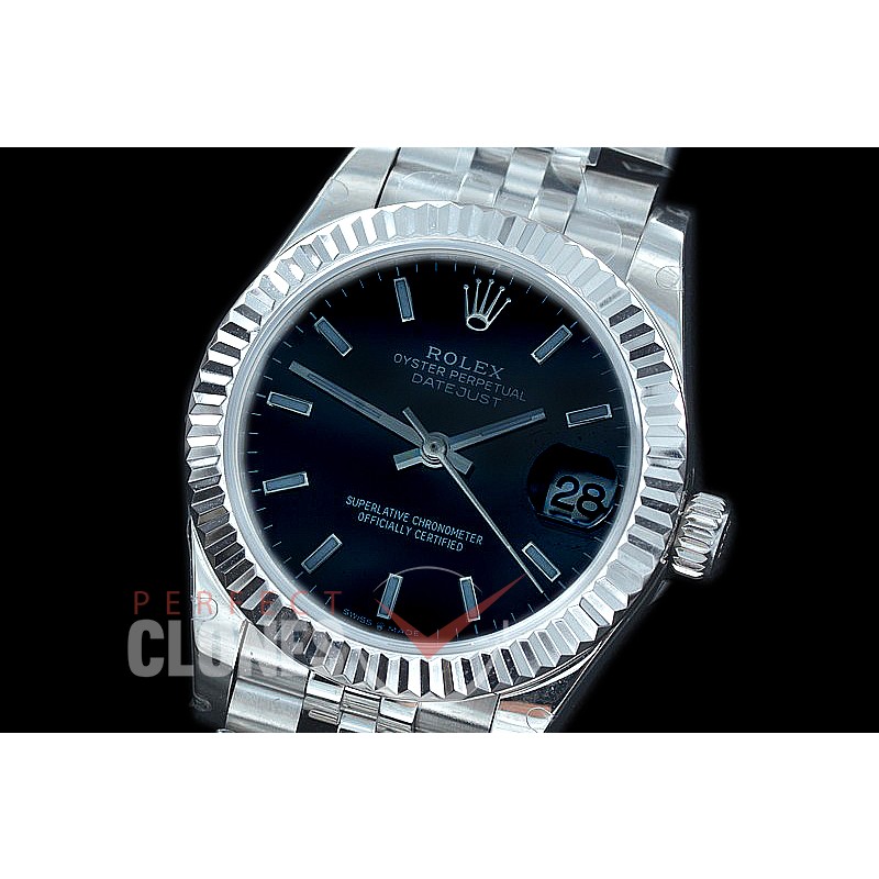 R31DJS-402J Datejust Midsize 278284 SS/SS Fluted/Jubilee Black Sticks Asian Clone 2824