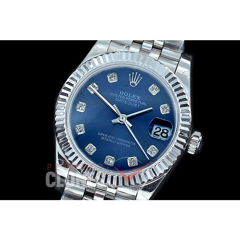 R31DJS-414J Datejust Midsize 278284 SS/SS Fluted/Jubilee Blue Diamond Asian Clone 2824