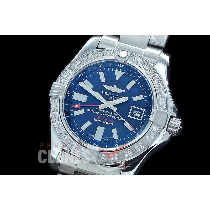 0 0 0 BLSA2-0073SD ANF/OXF Avenger II GMT SS/Diam/SS Blue Sticks Asian 2836