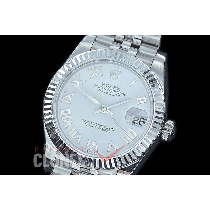 R31DJS-421J Datejust Midsize 278284 SS/SS Fluted/Jubilee White Roman Asian Clone 2824