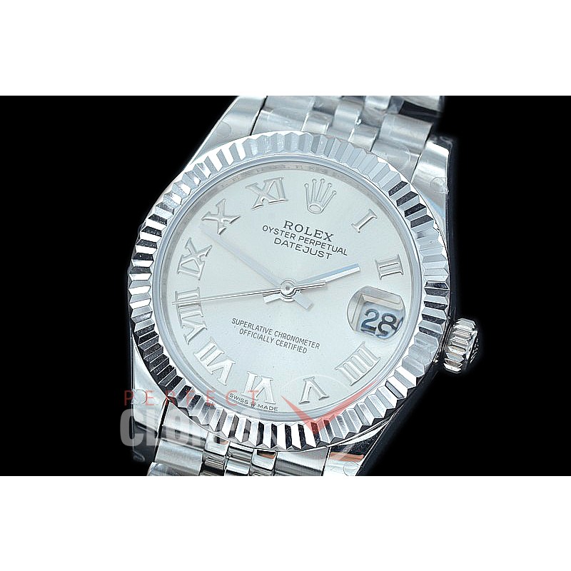 R31DJS-420J Datejust Midsize 278284 SS/SS Fluted/Jubilee Silver Roman Asian Clone 2824