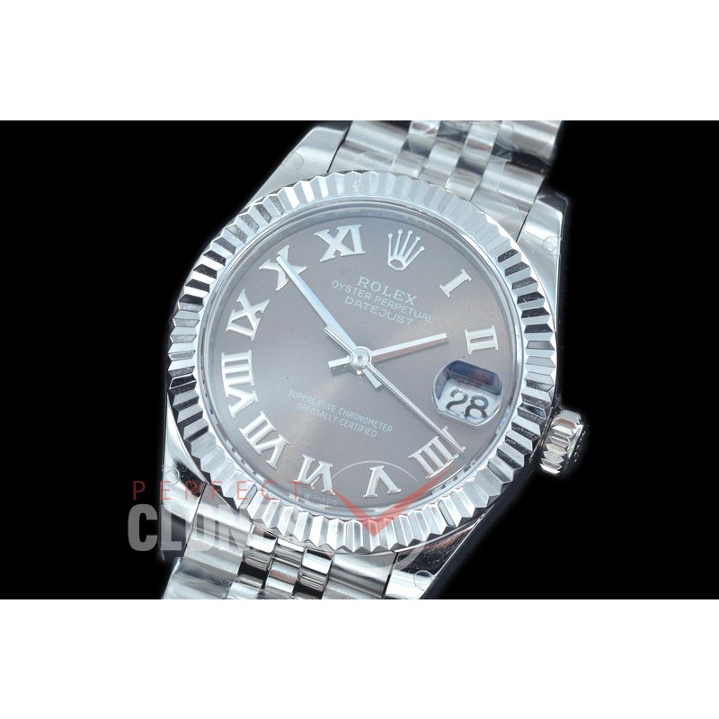 R31DJS-423J Datejust Midsize 278284 SS/SS Fluted/Jubilee Dark Rhodium Grey Roman Asian Clone 2824