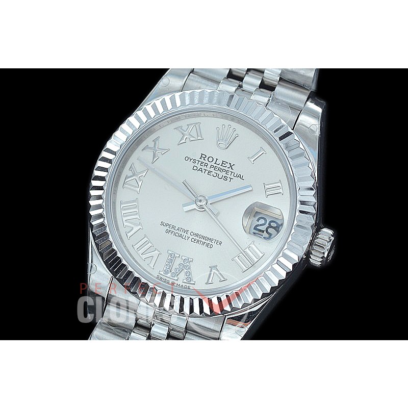 R31DJS-426J Datejust Midsize 278284 SS/SS Fluted/Jubilee Silver Roman/Diam Asian Clone 2824