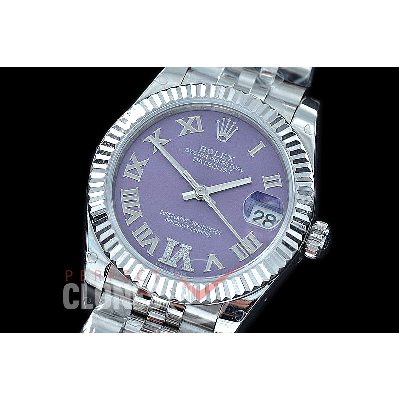 R31DJS-429J Datejust Midsize 278284 SS/SS Fluted/Jubilee Violet Roma/Diam Asian Clone 2824