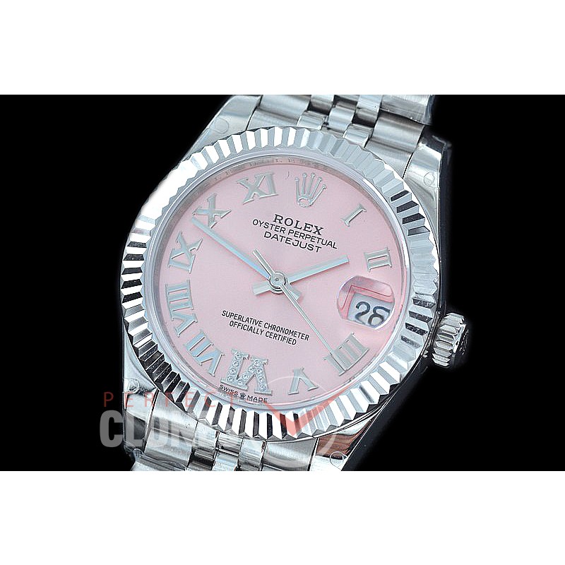 R31DJS-428J Datejust Midsize 278284 SS/SS Fluted/Jubilee Pink Roman/Diam Asian Clone 2824