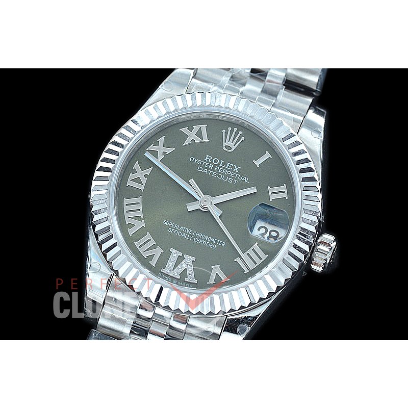 R31DJS-430J Datejust Midsize 278284 SS/SS Fluted/Jubilee Olive Green Roman/Diam Asian Clone 2824