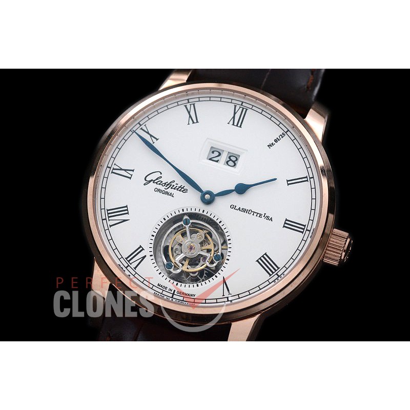 0 GL-SEN-106 Senator Big Date Tourbillon RG/LE White Asian Flyman Tourbillon 