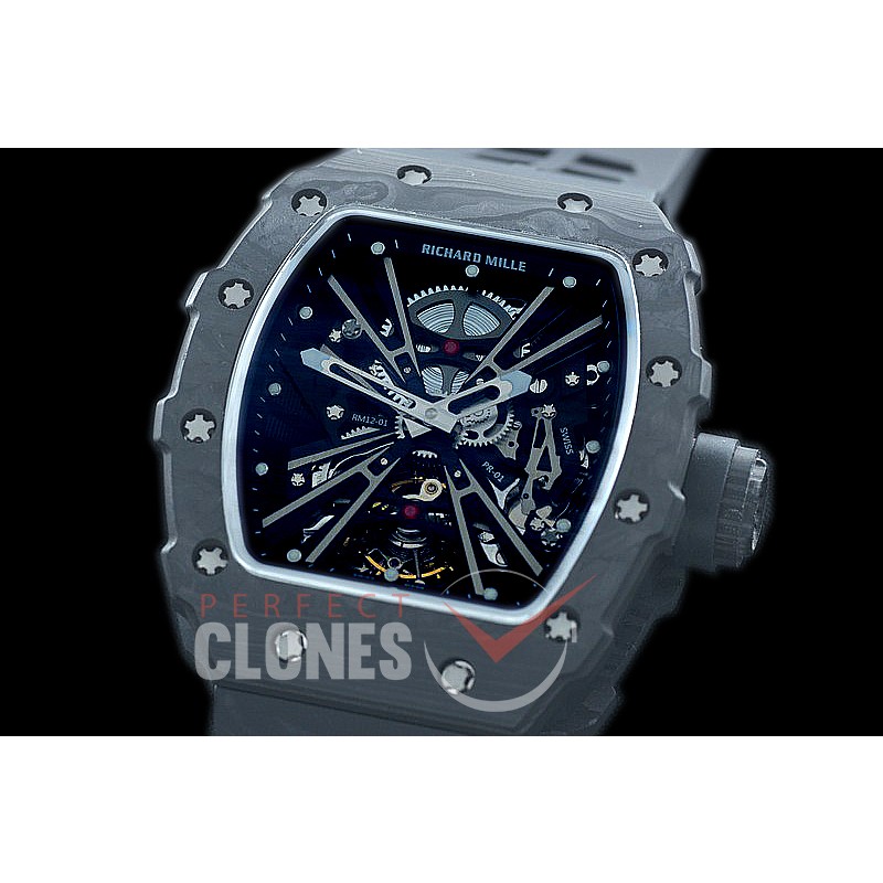 0 0 0 RM012-01-021 KVF RM012-01 Tourbillon Black/White NTPT/RU Black Skeleton Asian Seagull Tourbillon 