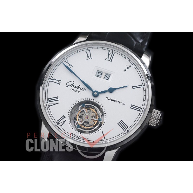 0 GL-SEN-101 Senator Big Date Tourbillon SS/LE White Asian Flyman Tourbillon 