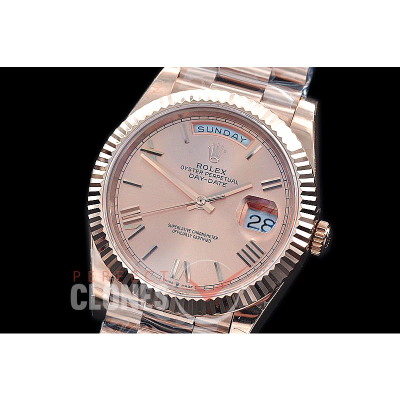 R40DDR00225 GMF Daydate 40mm 228235 904 Steel RG/RG Fluted Bez Rose Gold Roman A-2836