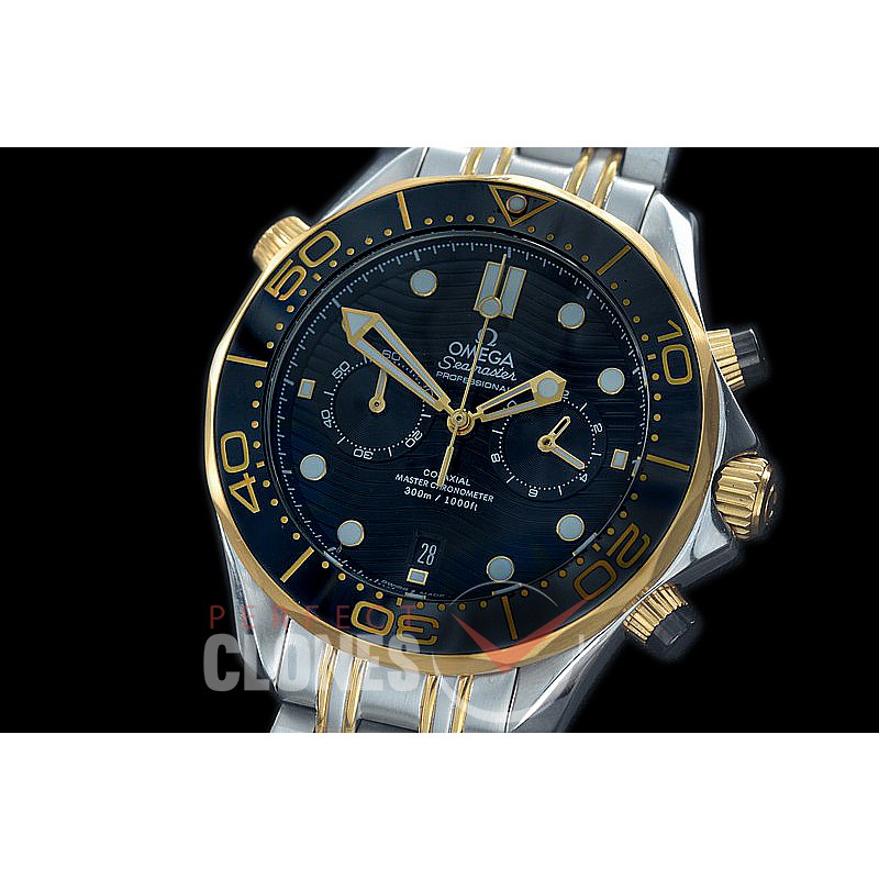OMSEC-1016 Seamaster 300m Professional Chronograph SS/YG/SS Black OS20 Quartz