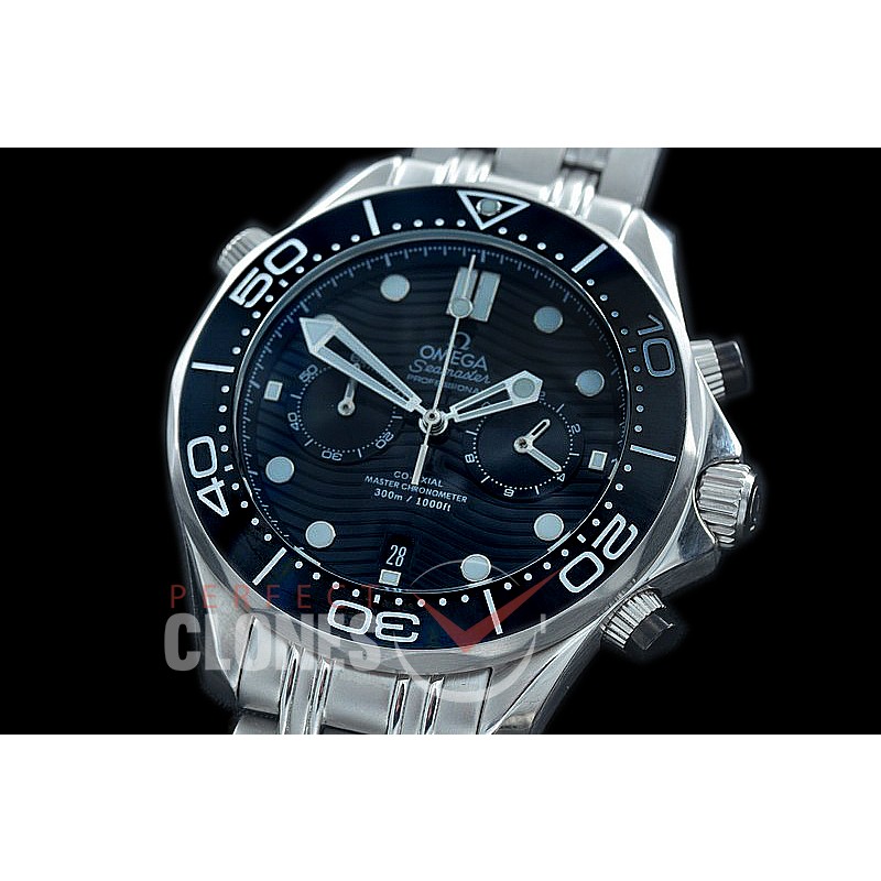 OMSEC-1011 Seamaster 300m Professional Chronograph SS/SS Black OS20 Quartz