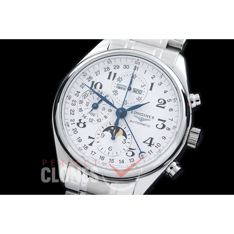 LG00081S Longines Master Calender Chronograph SS/SS White Num Asian 7751