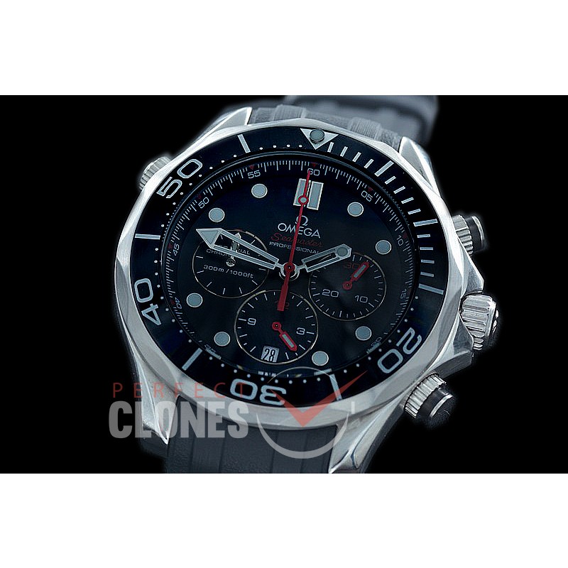 OMSEC-1001R Seamaster 300m Professional Chronograph SS/RU Black OS20 Quartz