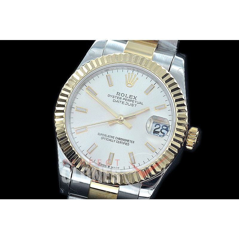 R31DJT-400 BP Datejust Midsize 278283 SS/YG Fluted/Oyster Silver Sticks Asian Clone 2824