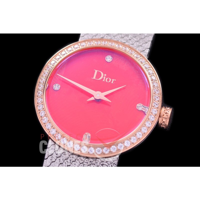 CD-LDDDS-124 La D De Dior Santine SS/RG MOP Red Swiss Quartz 