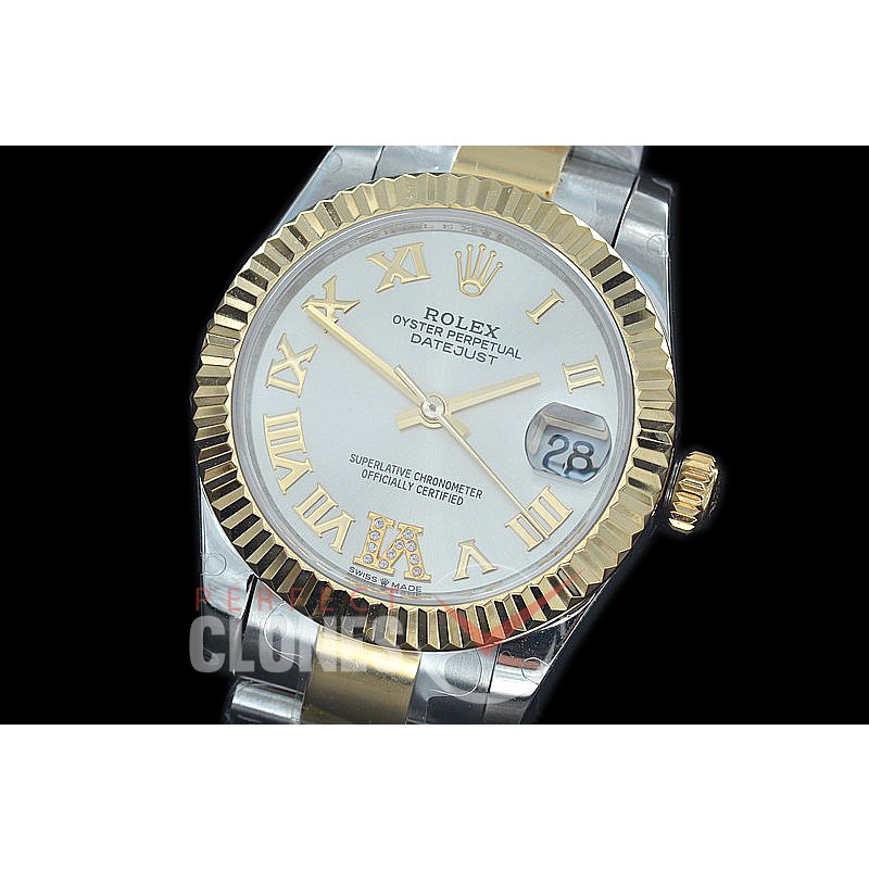 R31DJT-426 BP Datejust Midsize 278283 SS/YG Fluted/Oyster Silver Roman/Diam Asian Clone 2824