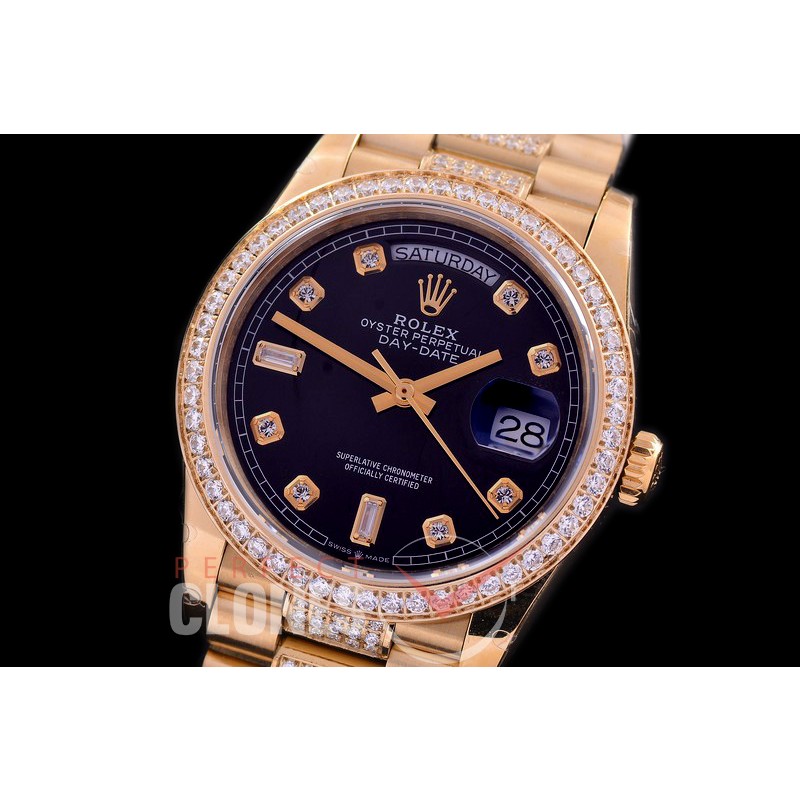 R36DDF-112D2 BP 128348RBR 2019 DayDate YG/YG Fluted/President Black Diamonds A-2836