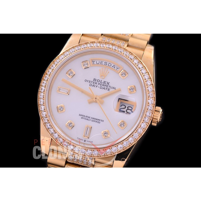 R36DDF-117D2 BP 128348RBR 2019 DayDate YG/YG Fluted/President MOP White Diamonds A-2836
