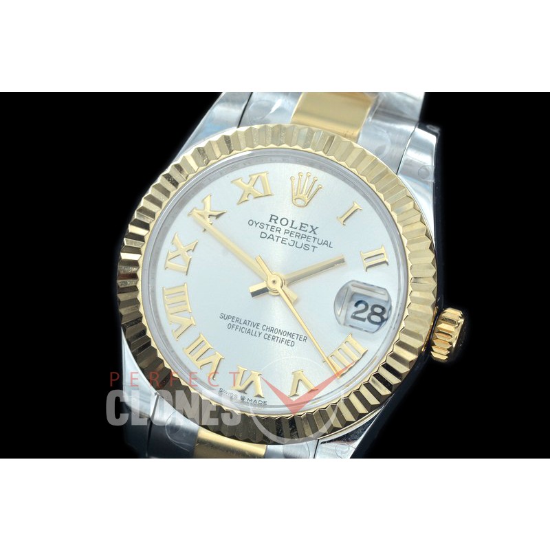 R31DJT-420 BP Datejust Midsize 278283 SS/YG Fluted/Oyster Silver Roman Asian Clone 2824