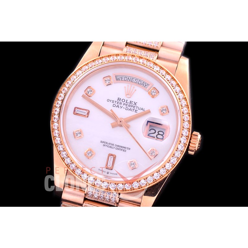 R36DDR-117D2 BP 128345RBR 2019 DayDate RG/RG Fluted/President MOP White Diamonds A-2836