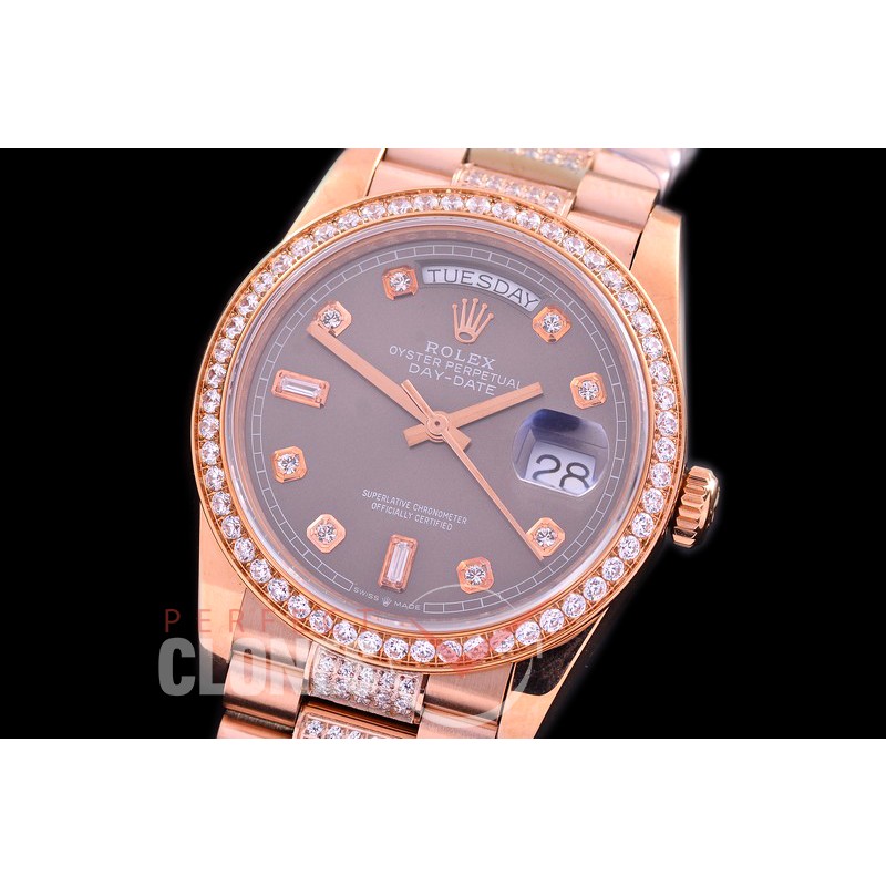 R36DDR-113D2 BP 128345RBR 2019 DayDate RG/RG Fluted/President Dark Rhodium Grey Diamonds A-2836