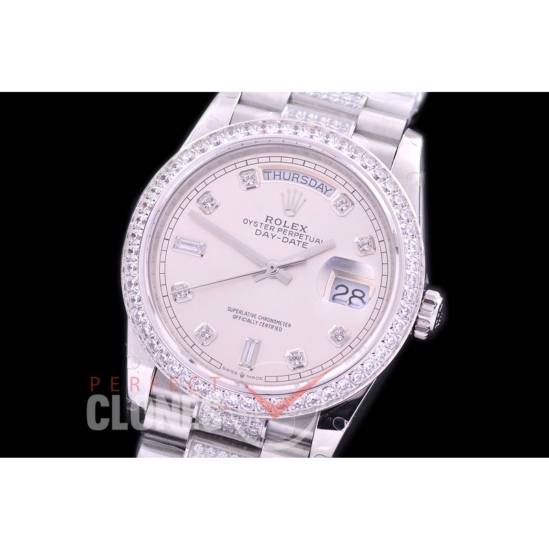 R36DDS-110D2 BP 128349RBR 2019 DayDate SS/SS Fluted/President Silver Diamonds A-2836