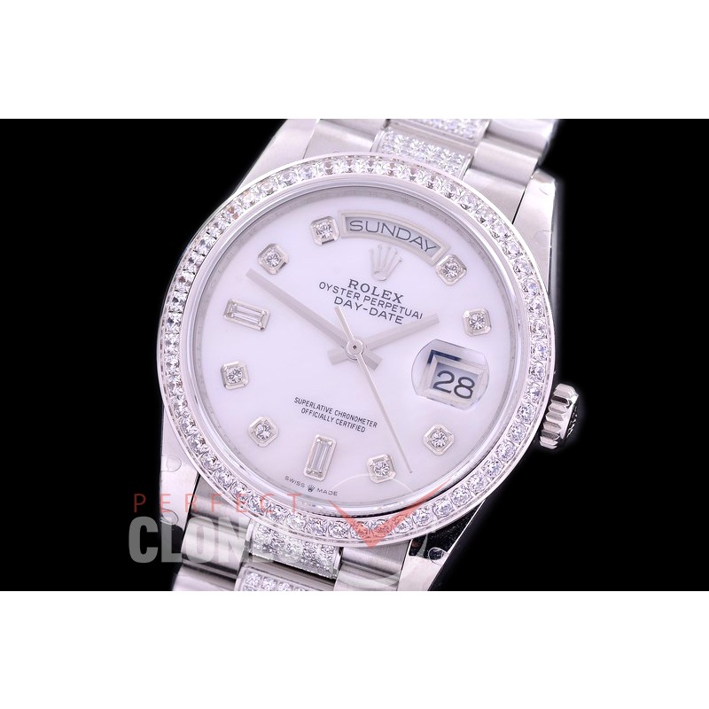 R36DDS-117D2 BP 128349RBR 2019 DayDate SS/SS Fluted/President MOP White Diamonds A-2836