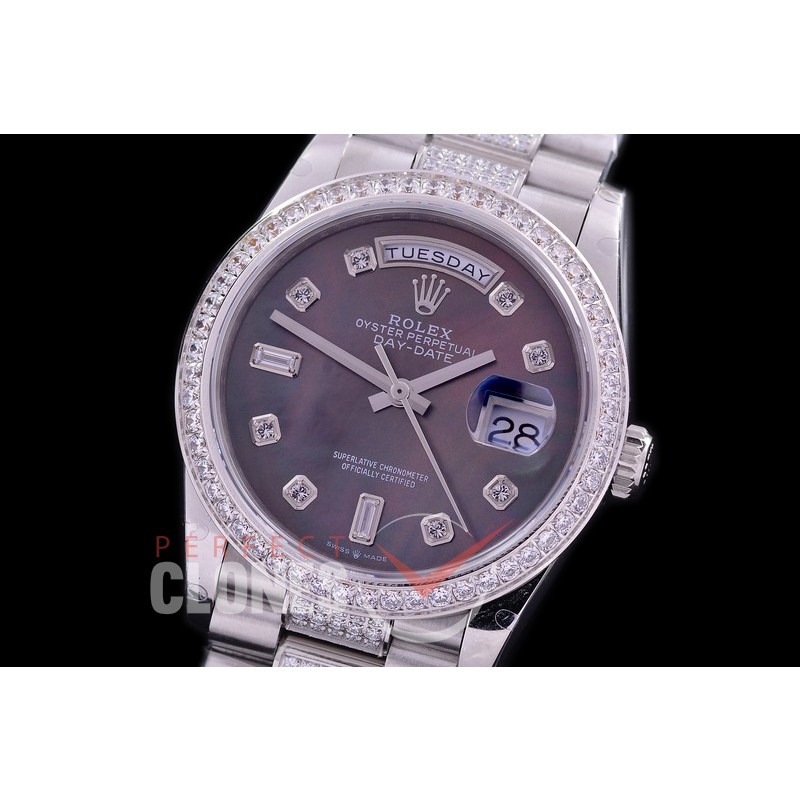 R36DDS-118D2 BP 128349RBR 2019 DayDate SS/SS Fluted/President MOP Black Diamonds A-2836
