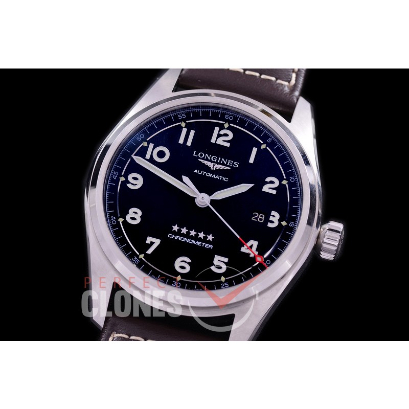 0 0 0 LG-SPW-102L CF Spirit Pilot's Watch Automatic SS/LE Black Numerals Asian Clone 2892