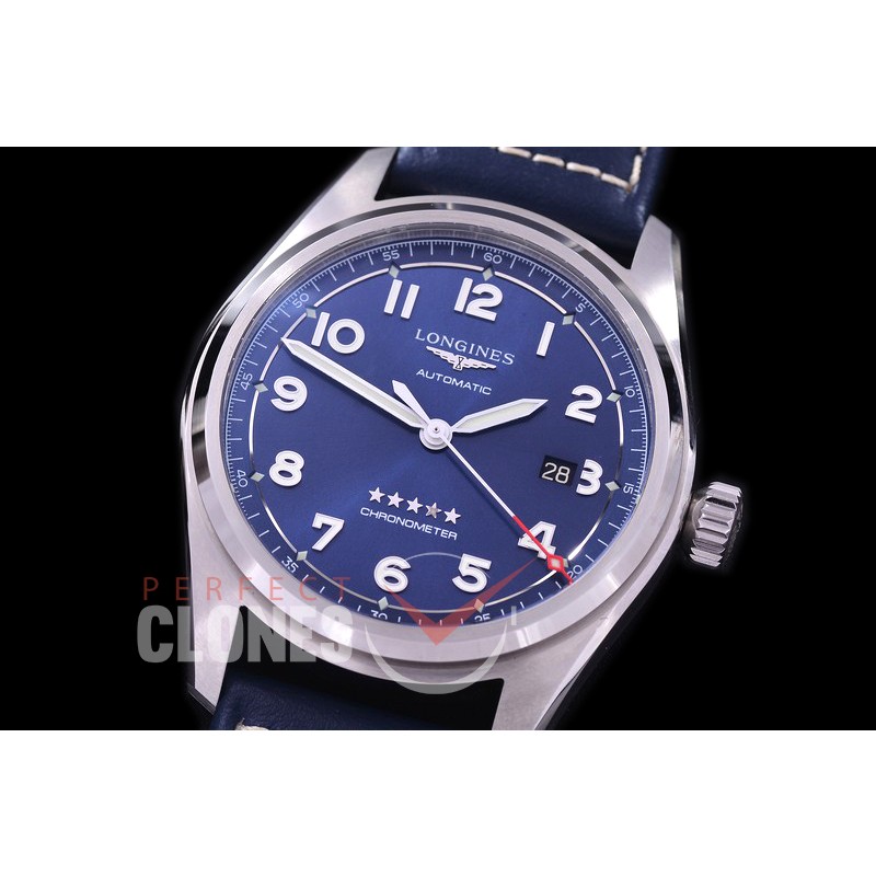 0 0 0 LG-SPW-103L CF Spirit Pilot's Watch Automatic SS/LE Blue Numerals Asian Clone 2892