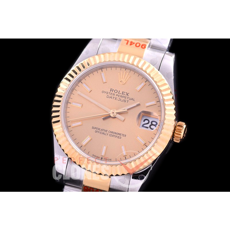 R31DJT-155 GMF 904 Steel Datejust Midsize 278383 SS/YG Fluted/Oyster Gold Sticks Asian Clone 2824