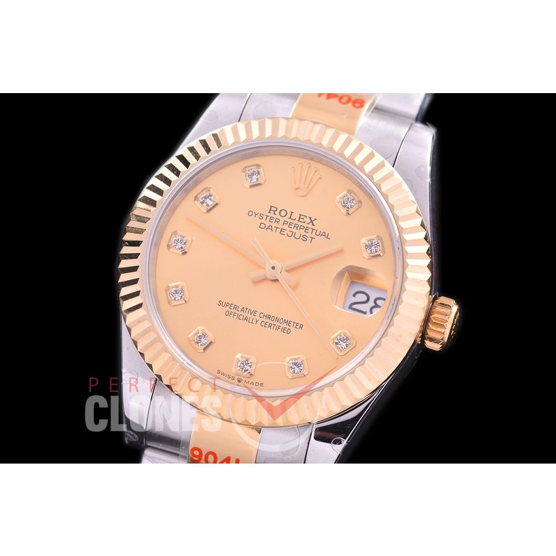 R31DJT-165 GMF 904 Steel Datejust Midsize 278383 SS/YG Fluted/Oyster Gold Diamonds Asian Clone 2824