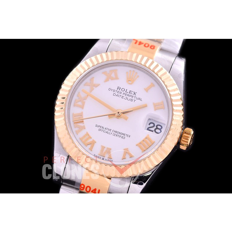 R31DJT-171 GMF 904 Steel Datejust Midsize 278383 SS/YG Fluted/Oyster White Roman Asian Clone 2824