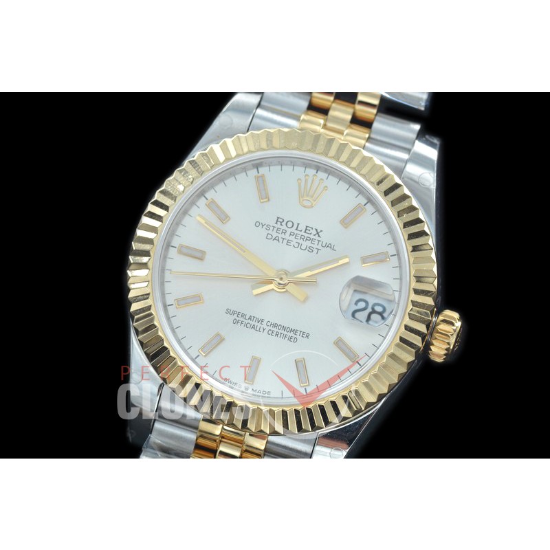 R31DJT-400J BP Datejust Midsize 278283 SS/YG Fluted/Jubilee Silver Sticks Asian Clone 2824