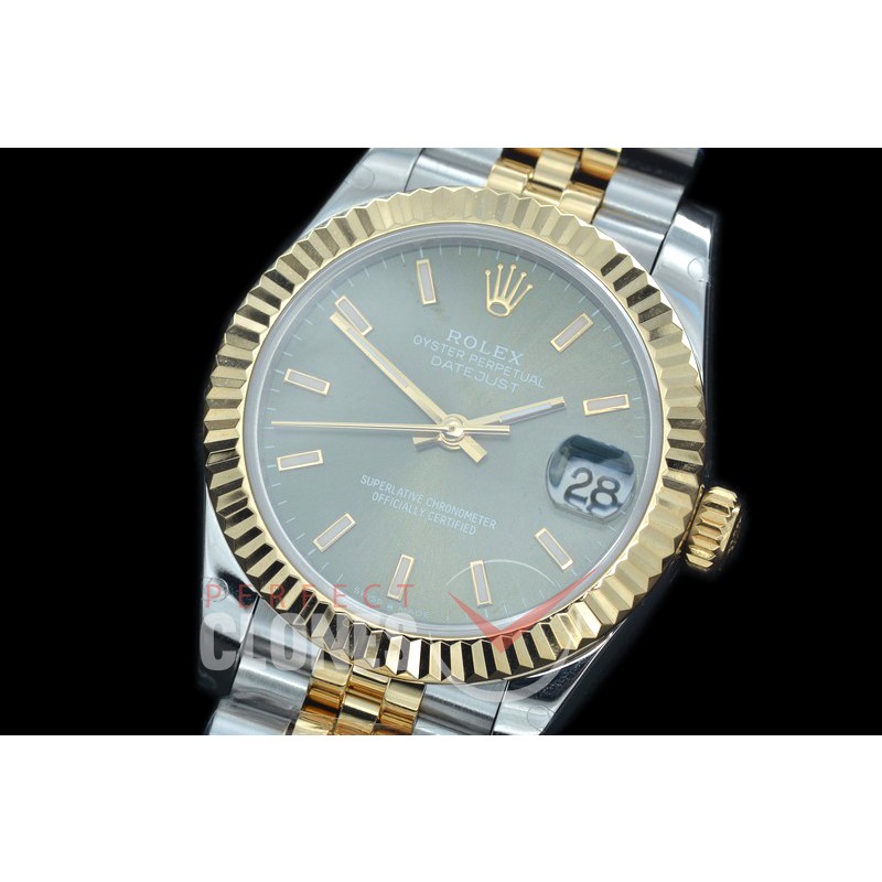 R31DJT-406J BP Datejust Midsize 278283 SS/YG Fluted/Jubilee Green Sticks Asian Clone 2824